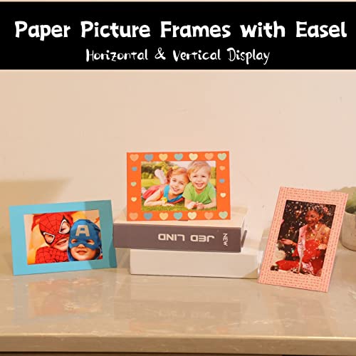 50 Pack Standing Paper Picture Frames 4x6,Cardboard Photo Frame with Easel,Paper Photo Frame Cards,Gallery Frames Bulk For...