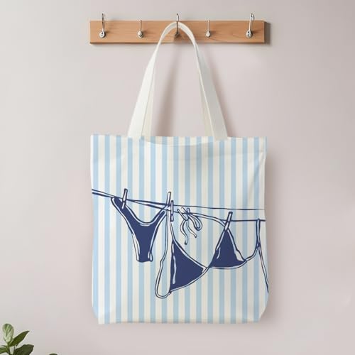 Likjad Striped Canvas Bag, Floral Tote Bag, Striped Items for Women and the Best Choice for Those Who Love Stripes