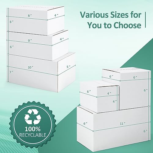 Eupako 10x7x5-Small-Shipping-Boxes-30-Pack-White-Corrugated-Box-Mailers, Cardboard Boxes for Packaging Small Business, Mai...