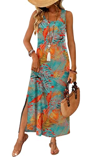 WIHOLL Maxi Dress Summer Dresses 2026 Beach Vacation Clothes Sleeveless Sundresses with Pockets Boho S-3XL
