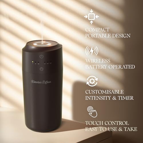 ARVIDSSON Waterless Diffuser for Essential Oil, Battery Operated Aromatherapy Diffuser, Waterless Essential Oil Diffuser, ...