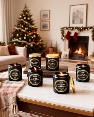 AOOVOO Scented Candles Gift Set - 6 Pack Men Candles for Home Scented, 42 oz Soy Candle for Men, 300 Hour Long Lasting Can...