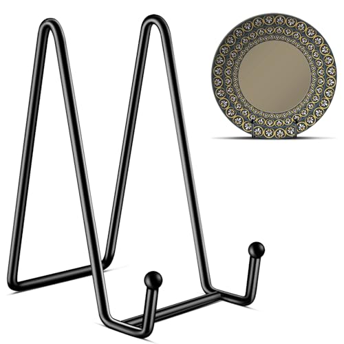 Kruodop 3 Pack 6 Inch Plate Stands for Display, Plate Holder Display Stand, Picture Frame Stand Black Metal Frame Holder S...