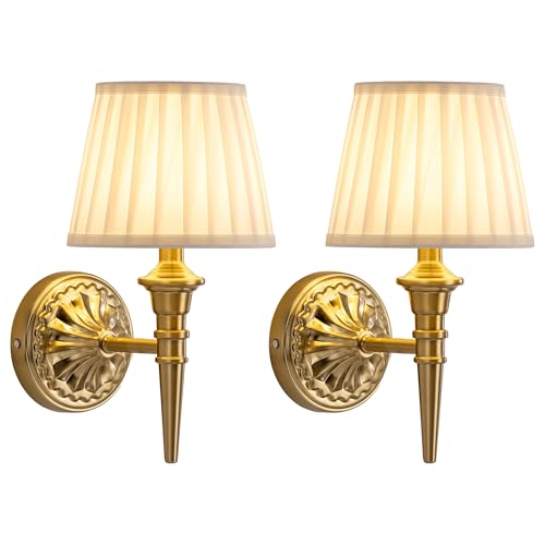 KDG Cordless Wall Sconces Set of 2, Small Wireless 5200mAh Rechargeable Battery Fabric LED Wall Lamps, Portables Lightings...