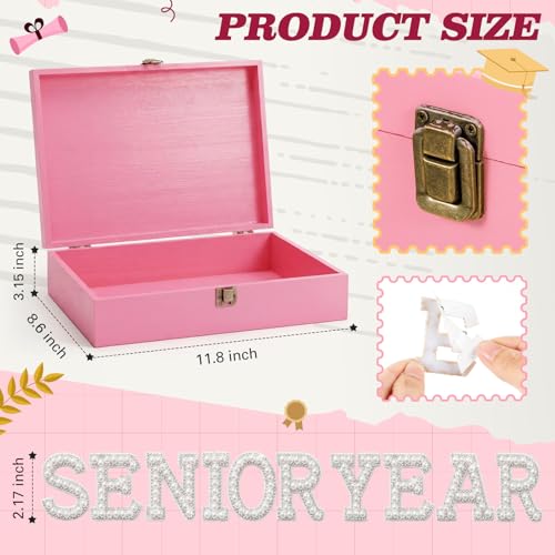 Yousoontic 50 Pcs DIY 2026 Senior Year Graduation Keepsake Box Decoration Kit, Memory Wooden Box Faux Flower 3D Butterfly ...