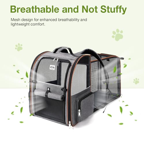 Lekebobor Cat Carrier Backpack, Expandable Pet Carrier with Sun Shade & Full Front Opening, Breathable Mesh Backpack for S...