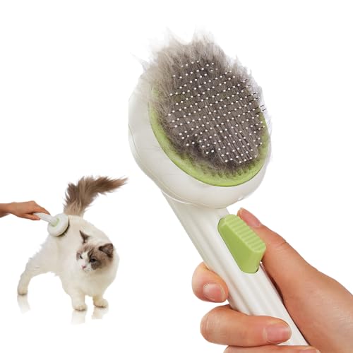 VIOJOJO Cat Brush Dog Brush with Release Button for Shedding, Self Cleaning Cat Comb Hair Brush for Indoor Cats, Dog Deshe...