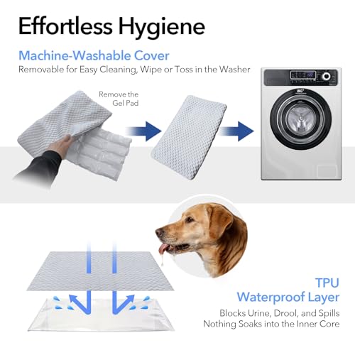 GooCare 2-in-1 Cooling Pet Mat for Small Dogs & Cats - Q-Max>0.4 Ice-Silk Fabric, 2 Removable Gel Inserts, Leak-Proof, Was...