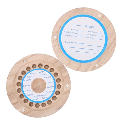 Toddmomy Baby Tooth Box 4.72X4.72X1.37In Wooden Keepsake Storage Case for Newborns Kids Tooth Holder Memory Collection Gift