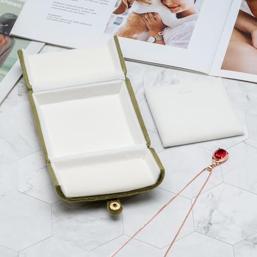 Giftop Velvet Necklace Pendant Gift Box Jewelry Display Storage Case (Olive Green)