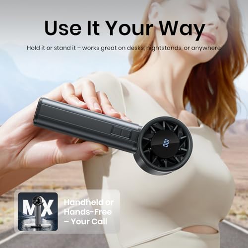 Sowmow Portable Handheld Turbo Fan, 100 Speeds Adjustable Mini Personal Fan, 4500mAh USB-C Rechargeable Battery Operated, ...