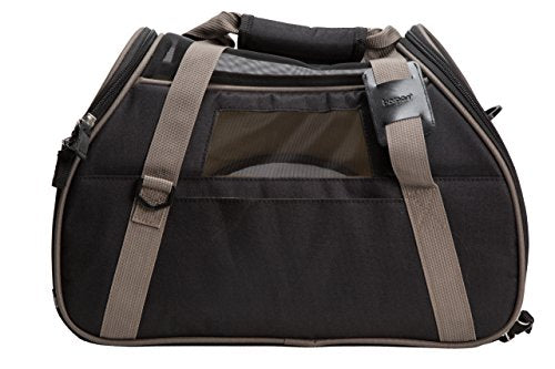 Coastal Pet Bergan Comfort Carrier - Breathable Travel Carrier for Dogs & Cats - Black & Grey, 16" x 8" x 11"