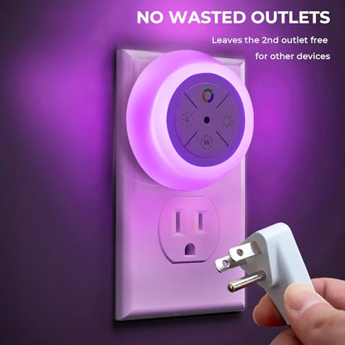 Dawnrise Night Lights Plug Into Wall, Dusk to Dawn Sensor, 2 Pack,12-Color Changing Led Plug in Night Light Dimmable for B...