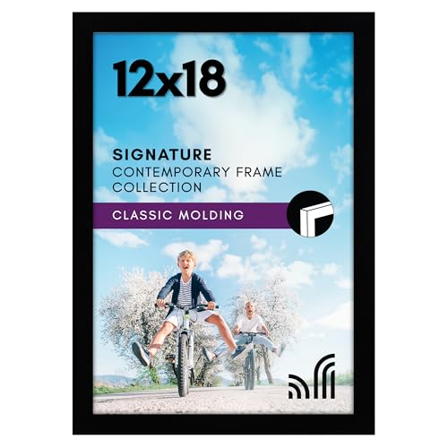 Americanflat 12x18 Poster Frame with Shatter-Resistant Glass - Signature Collection - Gallery-Style Frames Made of Enginee...