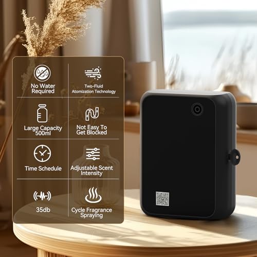 Smart Essential Oil Diffuser with Bluetooth,Waterless Scent Machine for Home,Office,Hotel,and Large Room – Timer Function...