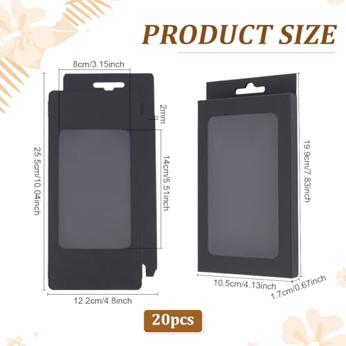 BENECREAT 20 Pack Kraft Paper Boxes with Clear Window 7.5x4x1inch Black Gift Packaging Boxes for Bakery Cookies Cake Candy...