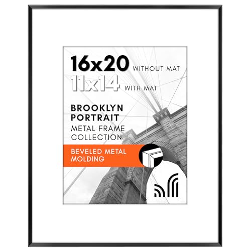 Americanflat 16x20 Metal Picture Frame with Tempered Glass - Use as 11x14 Frame with Mat or Display 16x20 Photo Without Ma...