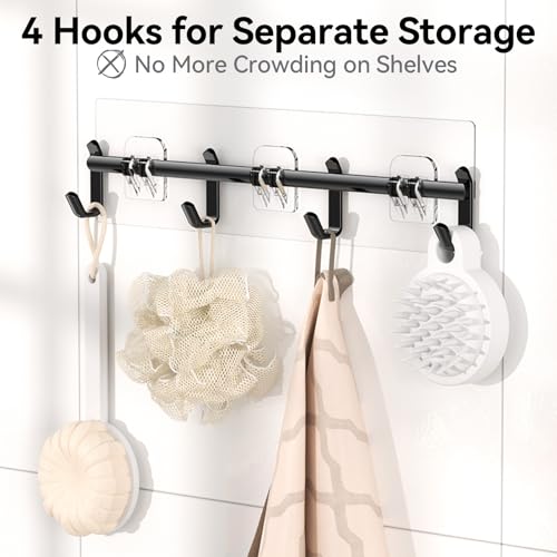YASONIC Shower Caddy Adhesive, 100% Rustproof Shower Organizer with Soap Holder, 6 Pack Large Capacity shower Shelves for ...
