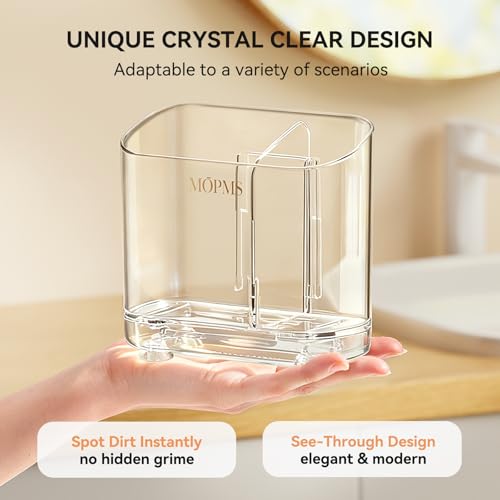 Toothbrush Holders with Drainage for Bathroom Countertop Organizer, 2 Slots Electric Toothbrush Holder Wall-Mount with Div...
