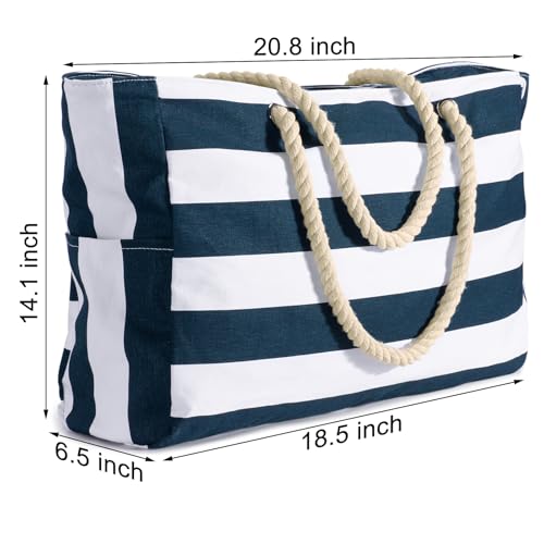 Becokan Beach Bags for Women Large Waterproof Beach Tote Bag Zipper Beach Bags Waterproof Sandproof Swim Pool Bag Large Tote
