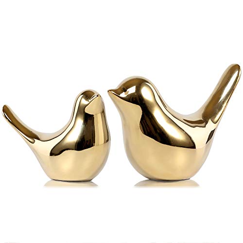 FANTESTICRYAN Small Birds Statues Gold Home Decor Modern Style Figurine Decorative Ornaments for Living Room, Bedroom, Off...