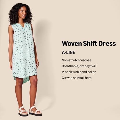 Amazon Essentials Women's Sleeveless Woven A-line V Neck Shift Dress