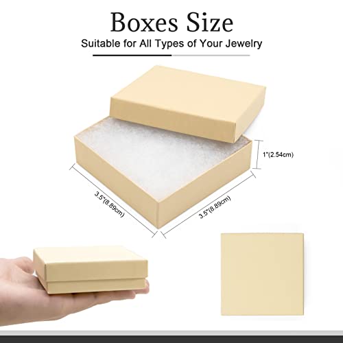 opaprain Cardboard Jewelry Brown Gift Boxes 20 Pack3.5×3.5×1 inches, its apply to displaying necklaces, rings, bracelets, ...