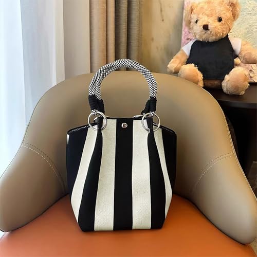 Anopo Knit Bucket Bag Small Tote Purse for Women Wristlet Handbag with Magnetic Closure Detachable Handle 5.9"*8.3"