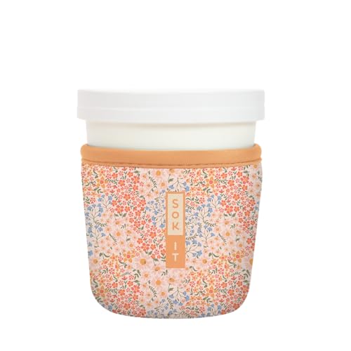 Sok It IceCreamSok Insulated Neoprene Cover (Dainty Florals, Tapered Ice Cream Pints)
