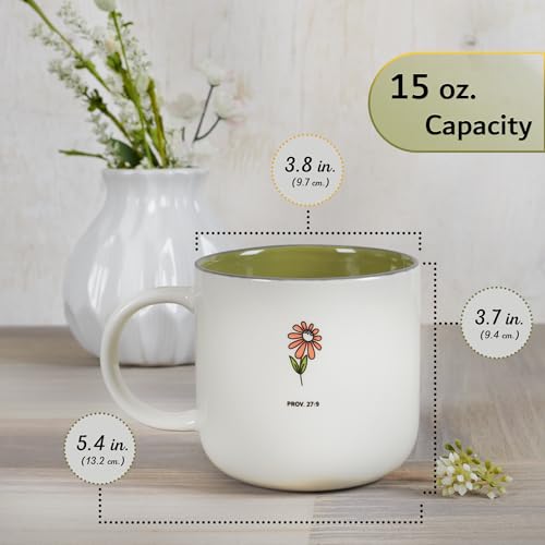 Christian Art Gifts Large Ceramic Coffee & Tea Mug for Women & Friends: Sweet Friendship - Proverbs 27:9 Scripture, Cute M...
