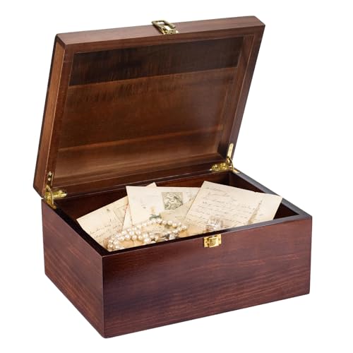EVA murmure Larger Wooden Memory Wedding Keepsake Boxes With Hinged Lids - Decorative Storage Box With a Hinge Lids For Le...