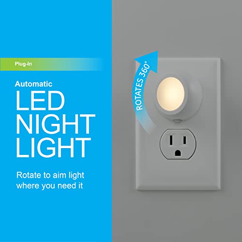 GE Rotating Plug in Night Light, Home Decor, Apartment Essentials, LED Lights for Bedroom, Ambient Lighting, Dusk to Dawn ...