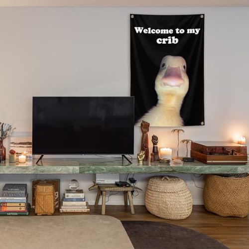 Welcome to My Crib Flag，2x3 Feet Tapestry Funny Poster Durable Man Cave Wall Flag with Brass Grommets room decor for bedro...