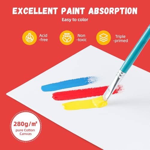 Simetufy Canvas Boards for Painting 52 Pack 8 x 10 Inch Blank Flat Canvas Panels 100% Cotton Pre-Primed for Acrylic & Oil ...