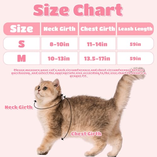 EXPAWLORER Cat Harness and Leash Set - Escape Proof Adjustable Cat Harness, H-shped Comfortable Soft Lightweight Kitten Ha...