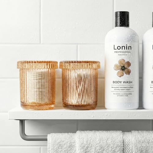 MKOSAB Bathroom Organizers and Storage,2 Pack Glass Qtip Holder Dispenser,Bathroom Essentials Accessories Decor,Vanity Mak...
