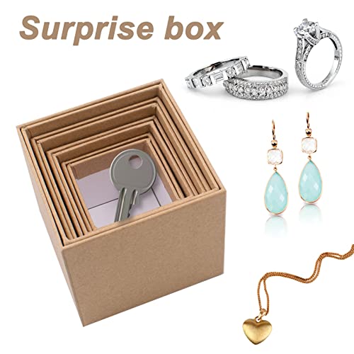 Nesting Gift Boxes Set Prank Gift Boxes Gift Wrap Boxes Surprise Box Small Square Kraft Paper Box Inside Box Gift Set for ...