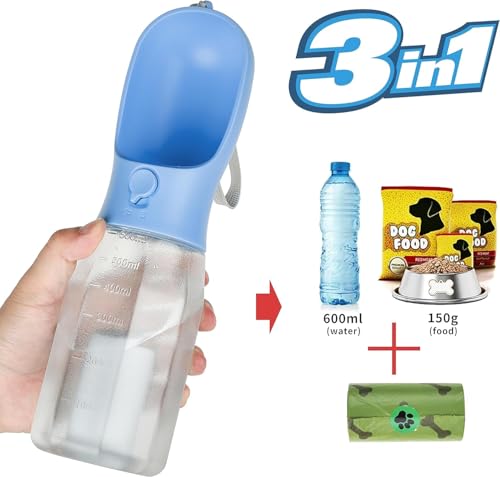AVELORA Dog Water Bottle with Food Container, Portable Pet Dog Water Dispenser for Outdoor Walking,Hiking,Travel,Puppy Ess...