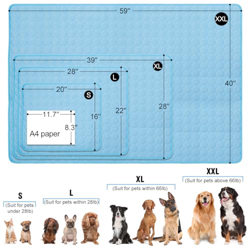 XinChangShangMao Dog Cooling Mat, Q-Max>0.4 Pet Dog Self Cool Pad, Ice Silk Washable Summer Cooled Mat for Dogs Cats, Kenn...