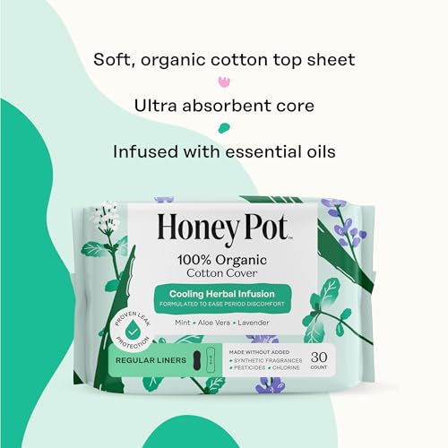 The Honey Pot Company - Herbal Everyday Panty Liners for Women - Infused w/Essential Oils for Cooling Effect & Organic Cot...