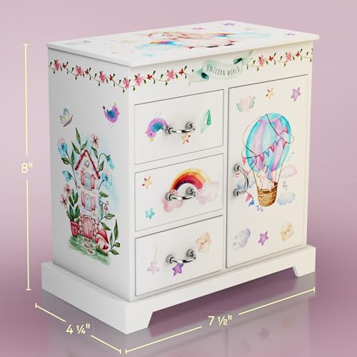 Pretty Me Unicorn Musical Jewelry Box for Kids - Gifts for Girls, Ages 3-8, Best Princess Room Toys Gift for Age 3, 4, 5, ...