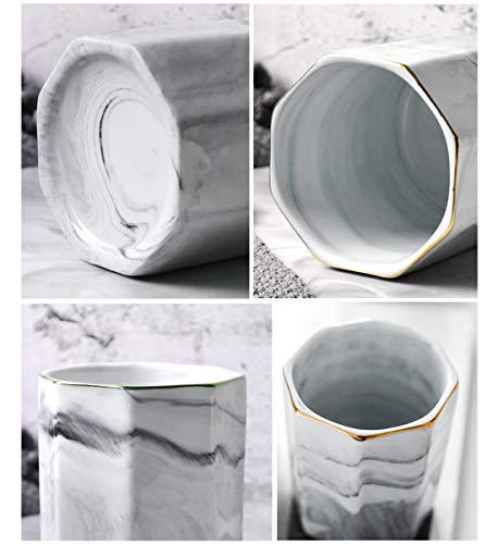 WAVEYU Pen Holder, Pencil Holder for Desk, Marble Desk Organizer Cute, Durable Ceramic Pencil Cup, Decorative Makeup Brush...