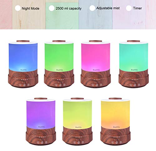 BlueHills Premium 2500 ML XL Essential Oil Diffusers - 30 Hr Run Aromatherapy Diffuser & Air Humidifier Mist for Large Roo...