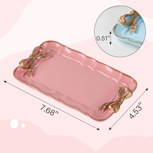 IBWell Resin Aesthetic Room Décor Pink Jewelry Tray Cute Home Decor Aesthetic Trays for Decor Girly Room Décor
