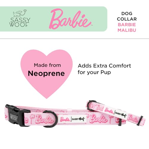 Sassy Woof Dog Collar Barbie™ Malibu - L, Adjustable, Durable, Comfortable and Stylish Pet Accessories for Large Dogs - Of...