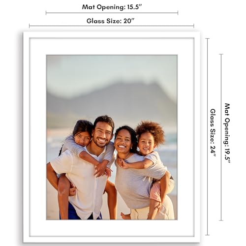 Americanflat 20x24 Picture Frame with Polished Plexiglass - Use as 16x20 Frame with Mat or Display 20x24 Photo Without Mat...