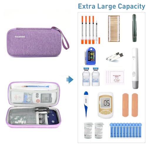 suzamed Insulin Cooler Travel Case,EVA Insulation Travel Medicine Kit with 2 Ice Packs for Diabetes Care,Insulin Pen and O...