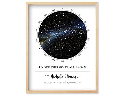Custom Star Map - Personalized (Multiple Sizes - Unframed Print, Star Constellation Wall Art, Great Gift - Special Occasio...