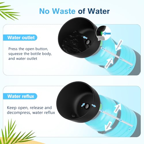 Pecute Upgraded 22 oz Dog Water Bottle with 5 oz Food Container, Portable Dog Travel Water Bottle Dispenser, Leakproof, BP...