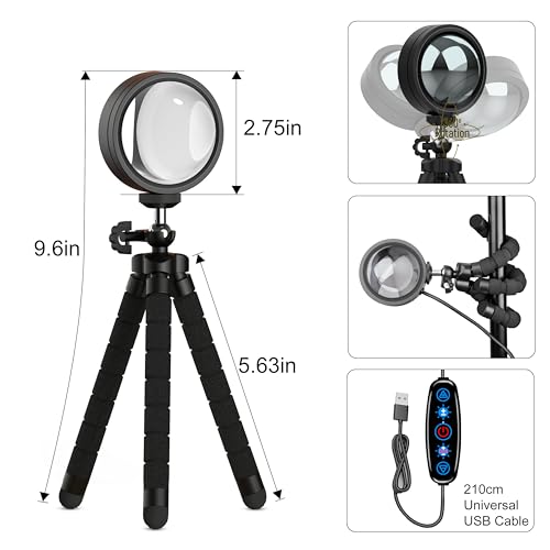 XEBKOR Sunset Lamp Projector Multicolor Changing LED Projection Lamp,Switch Button and APP Control 360 Degree Rotation Sun...